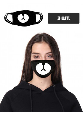 Черная защитная маска с принтом мордочки, 3 шт.