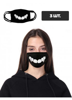 Защитная маска с принтом зубов, 3 шт.